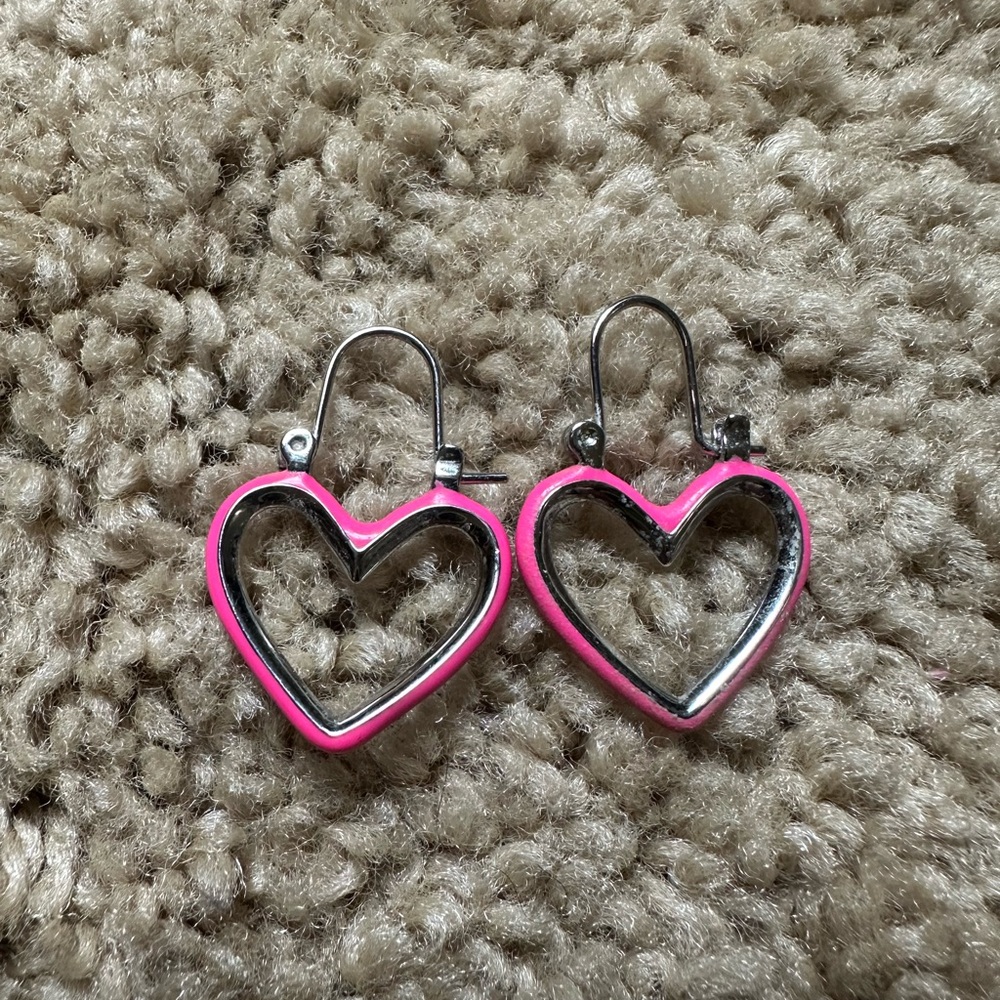 STERLING hot PINK heart earrings